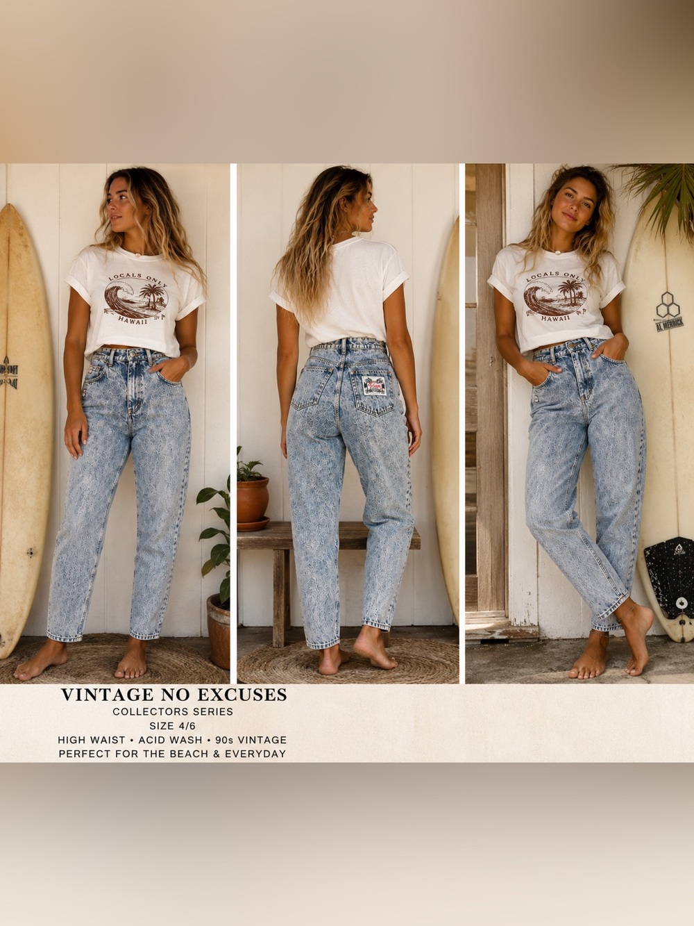 Vintage High-Waist Acid Wash Women’s Jeans - Light Blue-No Excuses Collectors